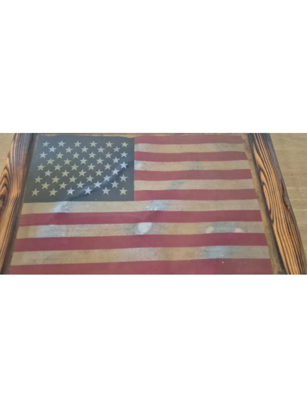 Vintage Rustic American Flag Distressed Wood Framed in Acrylic ~ Wall Art Decor